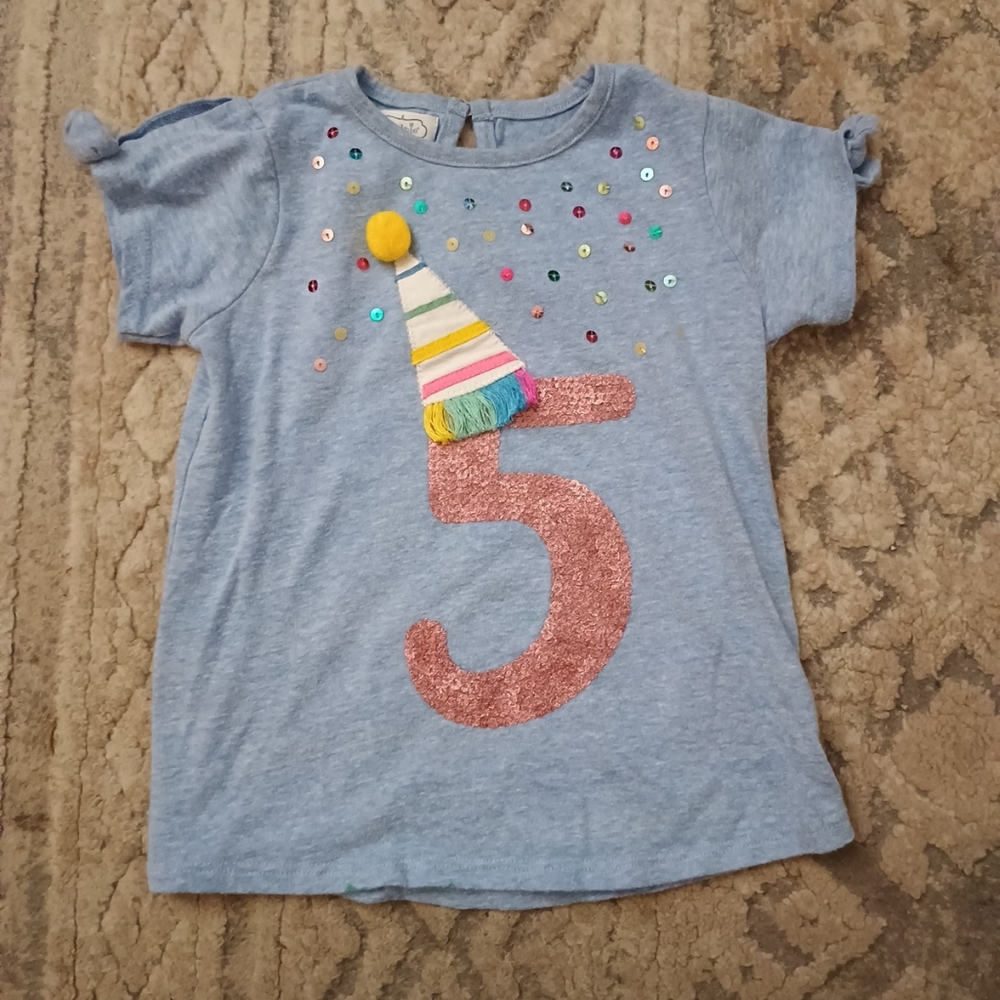 Mud Pie Toddler Girls 5T Multicolor 5 Birthday T-shirt